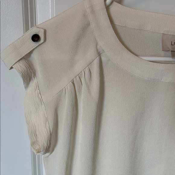 LOFT Women's Ivory Crepe Blouse with Button Detail - Picture 7 of 9